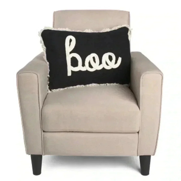 NEW Gorgeous BOO Embroidered Textured Yarn Accent Throw Pillow with fringe - Picture 1 of 10